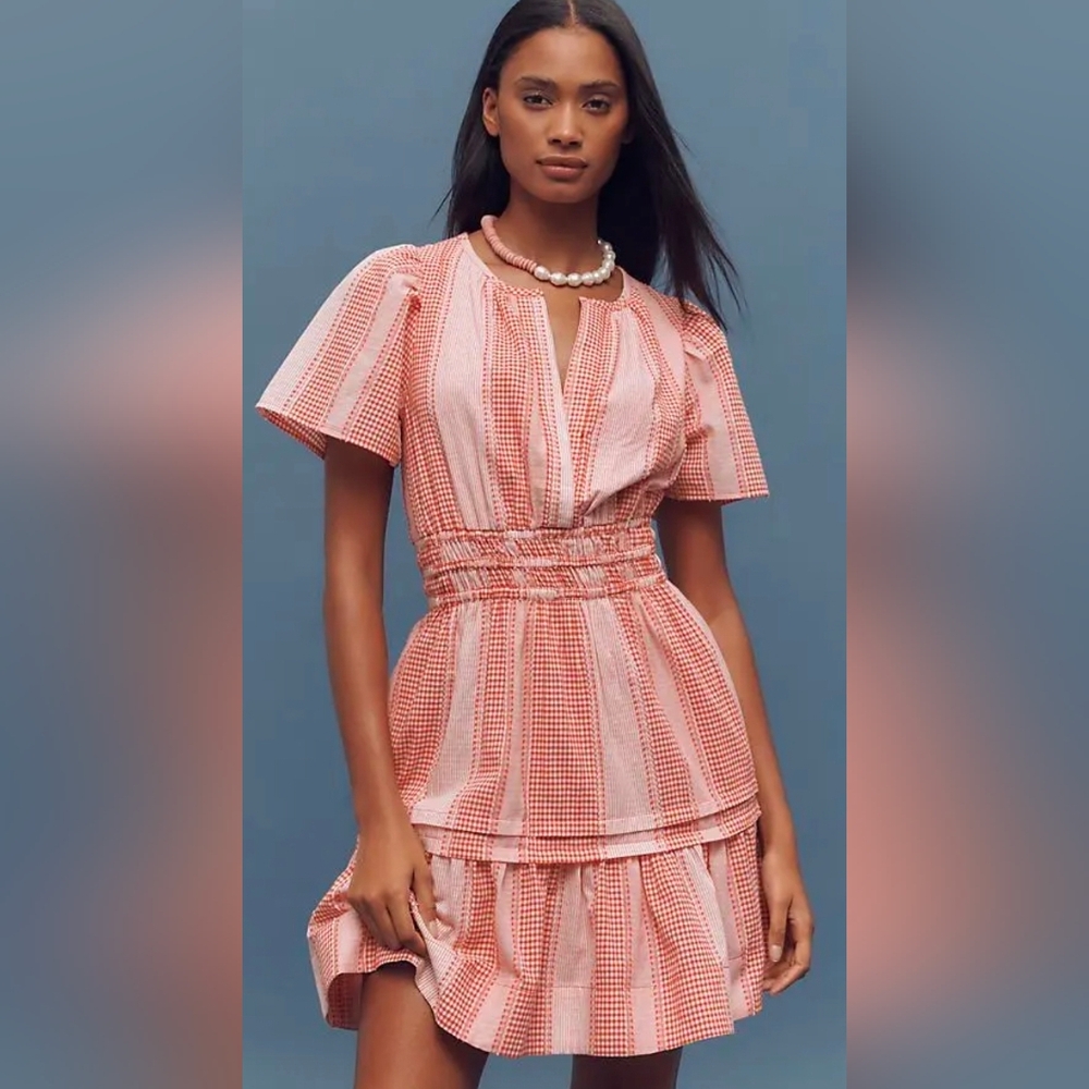 Anthropologie Somerset Mini Dress Gingham Edition In Red